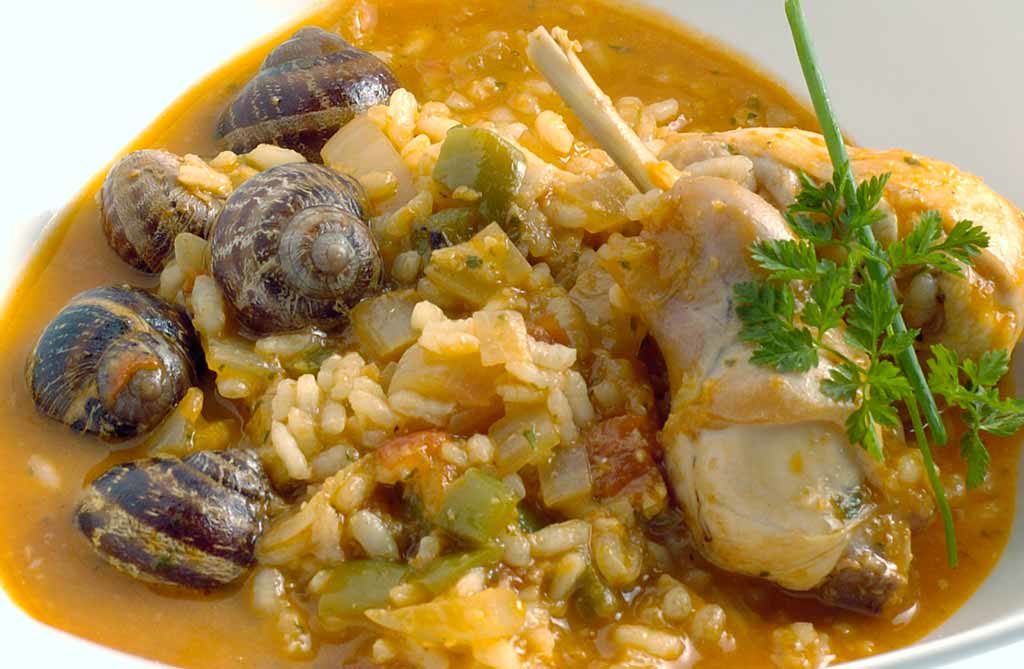 Rice with rabbit and snails